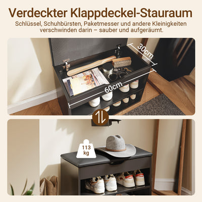 SoBuy | Schuhbank mit Sitzfläche | Schuhregal 3-in-1 | Schwarz | FSR25-SCH