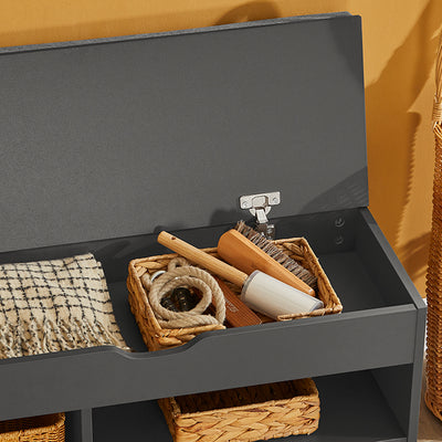 SoBuy | Schuhbank | Schuhregal mit Sitzfläche | Sitzbank | Dunkelgrau | FSR45-DG