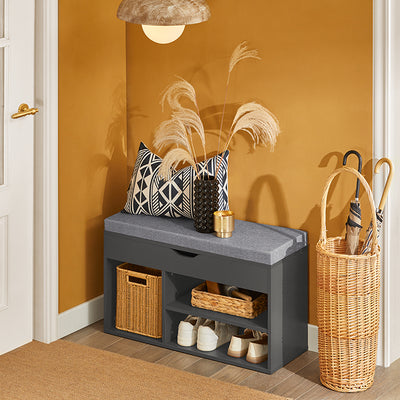 SoBuy | Schuhbank | Schuhregal mit Sitzfläche | Sitzbank | Dunkelgrau | FSR45-DG