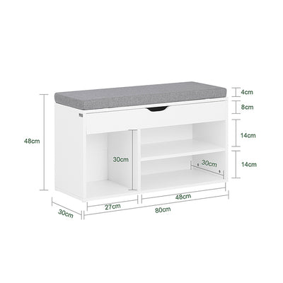 SoBuy | Schuhbank | Schuhregal mit Sitzfläche | Sitzbank | Hellgrau Weiß | FSR45-HG