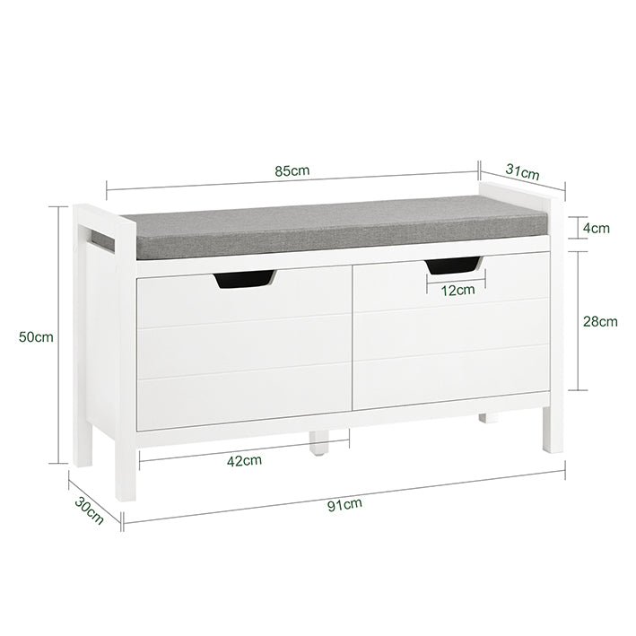 SoBuy | Sitzkommode | Sitzbank mit Sitzfläche | Schuhtruhe | Schuhschrank | Weiß | FSR63-II-W