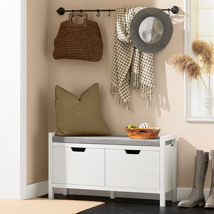 SoBuy | Sitzkommode | Sitzbank mit Sitzfläche | Schuhtruhe | Schuhschrank | Weiß | FSR63-II-W