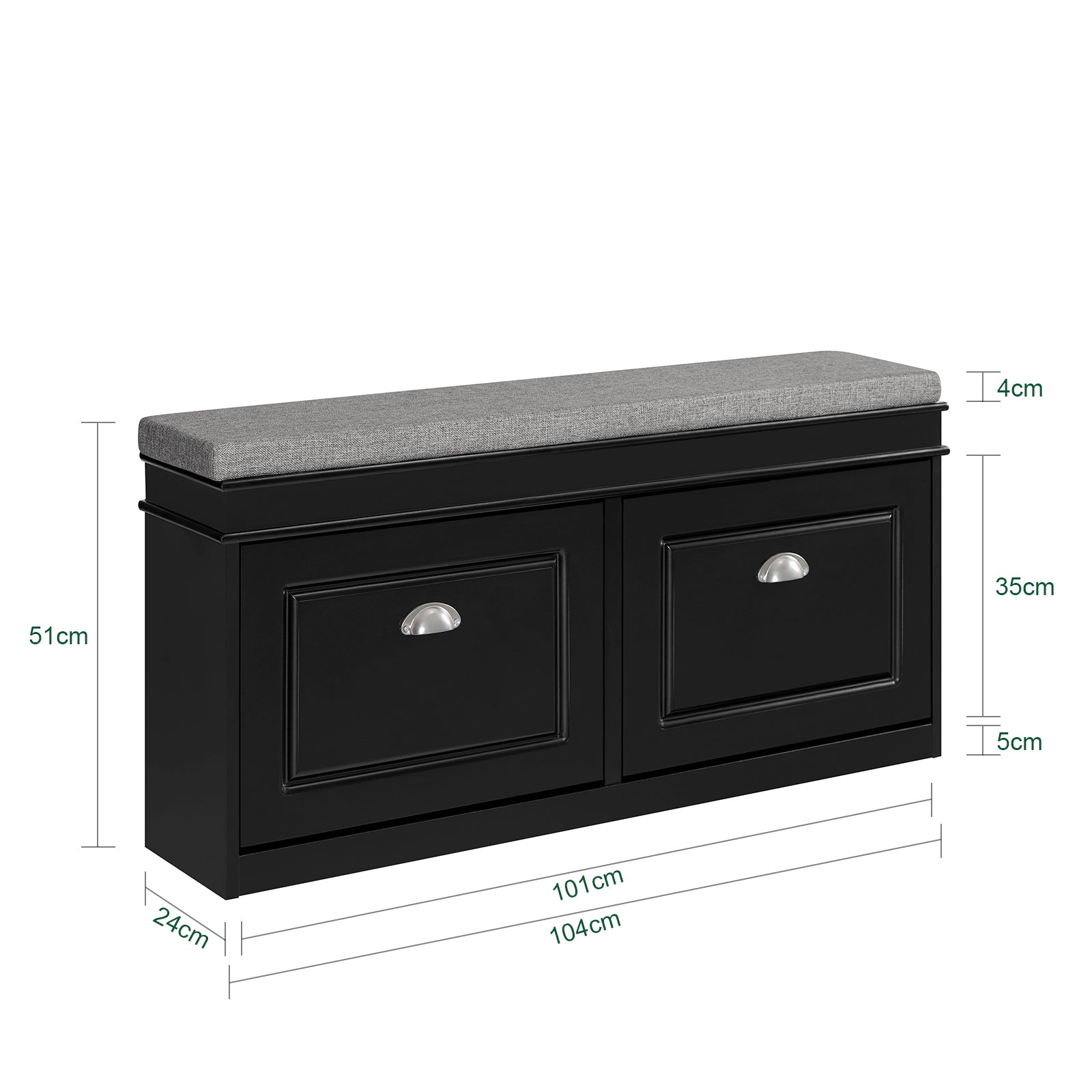 SoBuy | Schuhkipper | Schuhbank mit Schuhfach | Landhausstil Schwarz | FSR64-SCH