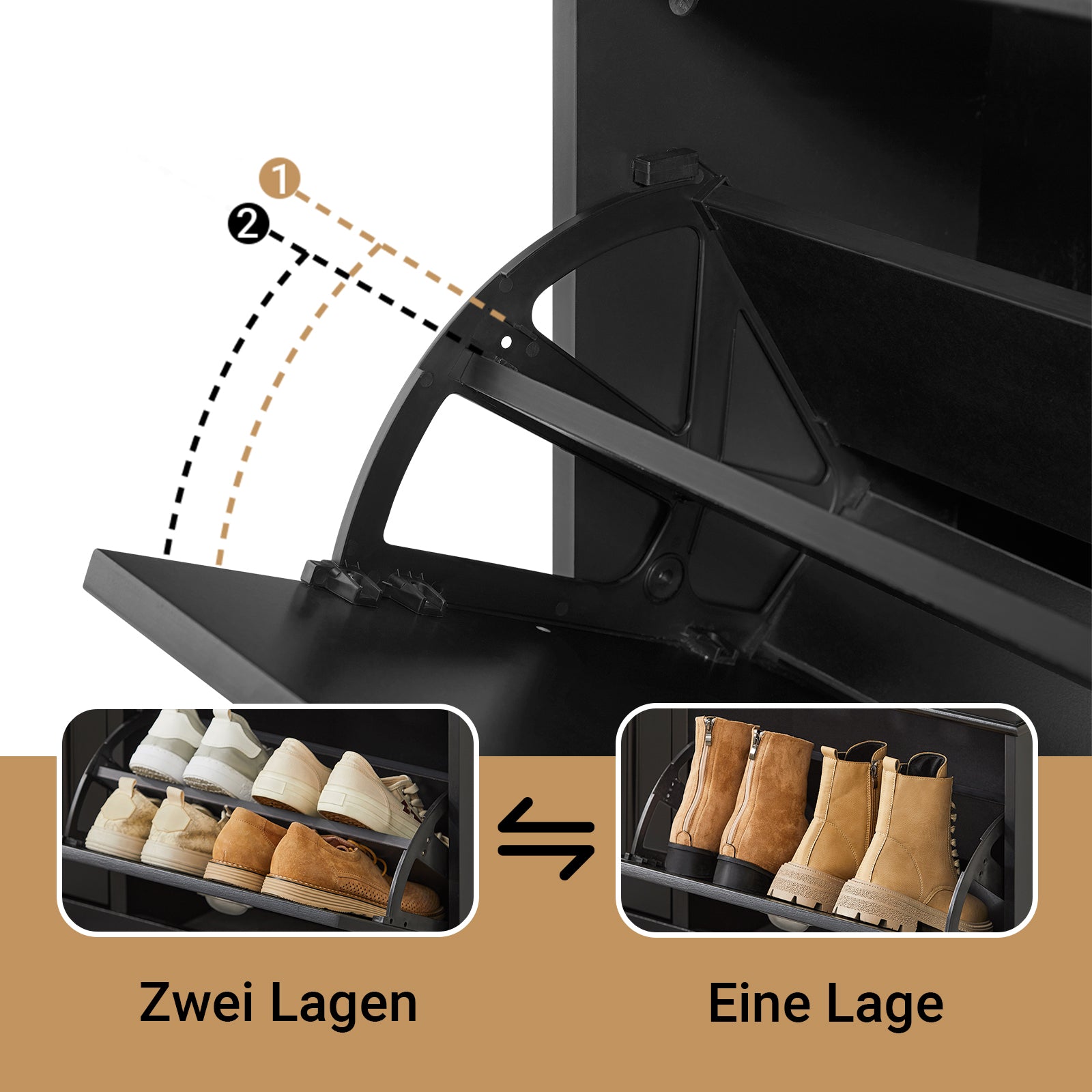 SoBuy | Schuhkipper | Schuhbank mit Schuhfach | Landhausstil Schwarz | FSR64-SCH