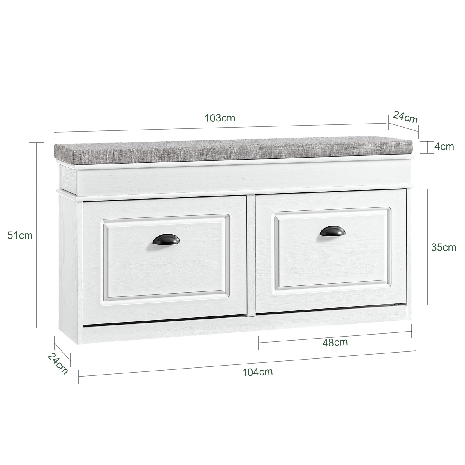 SoBuy | Schuhbank | mit Sitzfläche | und 2 Klappen | Weiß Vintage | FSR64-WG