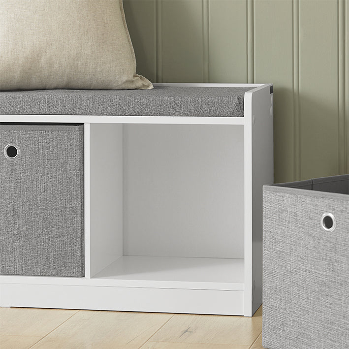 SoBuy | Sitzkommode | Schuhtruhe | Sitzbank | Weiß-Grau | FSR65-DG