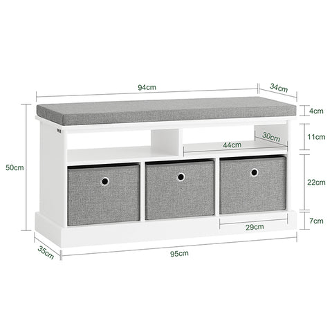 Sobuy | Sedadlo s koši | Hrudník boty | Boty Bench White-Hell-Gray | FSR67-HG