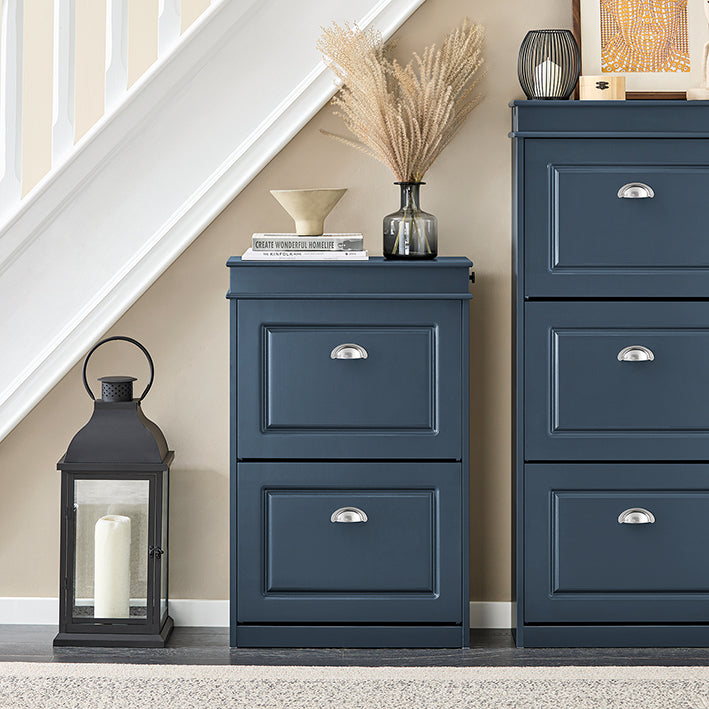 SoBuy | Schuhkipper | Schuhschrank mit 2 Klappen | Schuhkommode Blau | FSR78-B