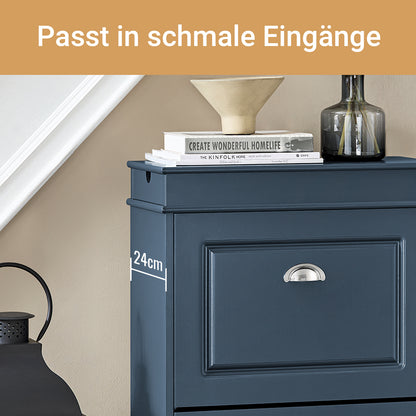 SoBuy | Schuhkipper | Schuhschrank mit 2 Klappen | Schuhkommode Blau | FSR78-B