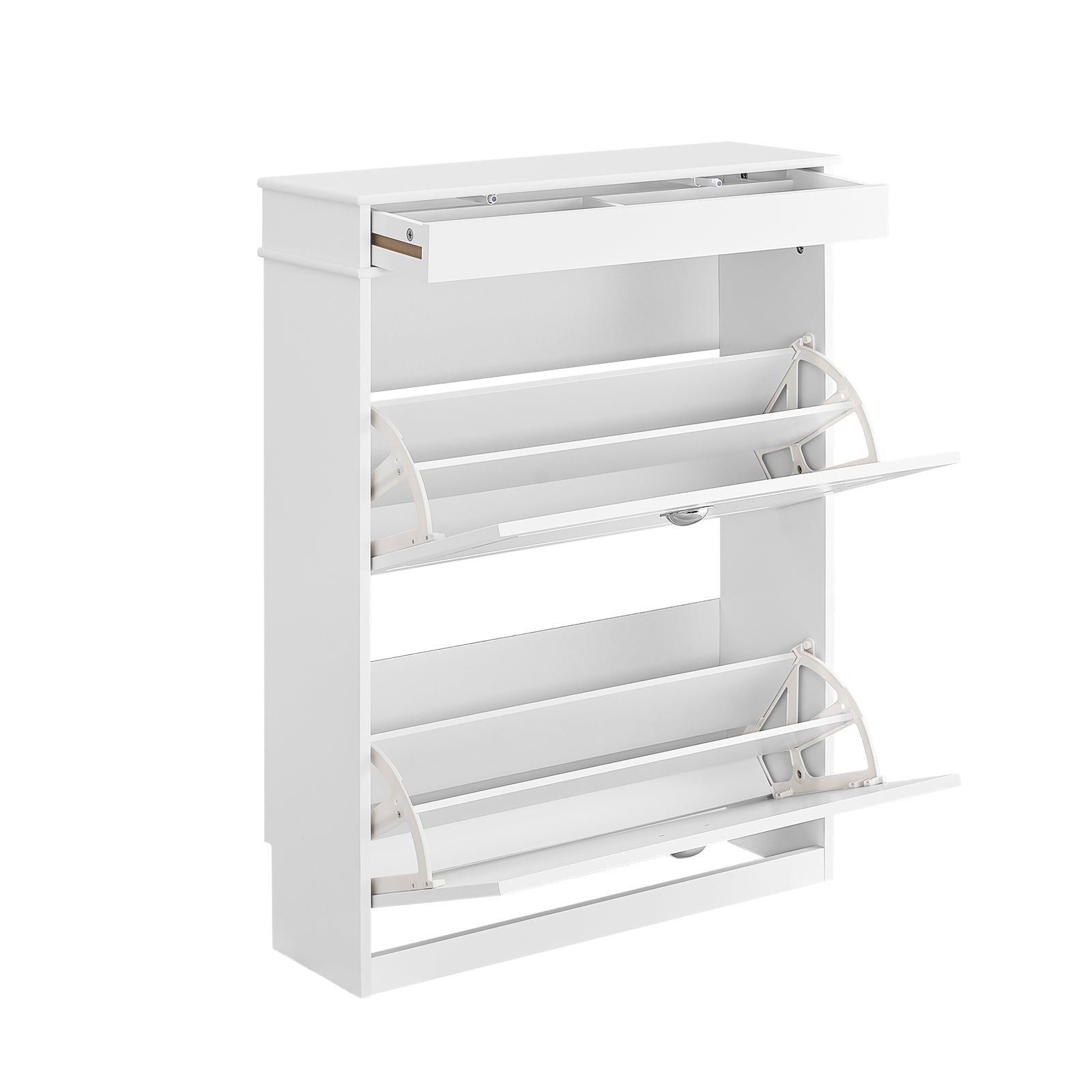 SoBuy | Schuhkipper | Schuhschrank mit 2 Klappen | Schuhkommode Weiß | FSR78-L-W
