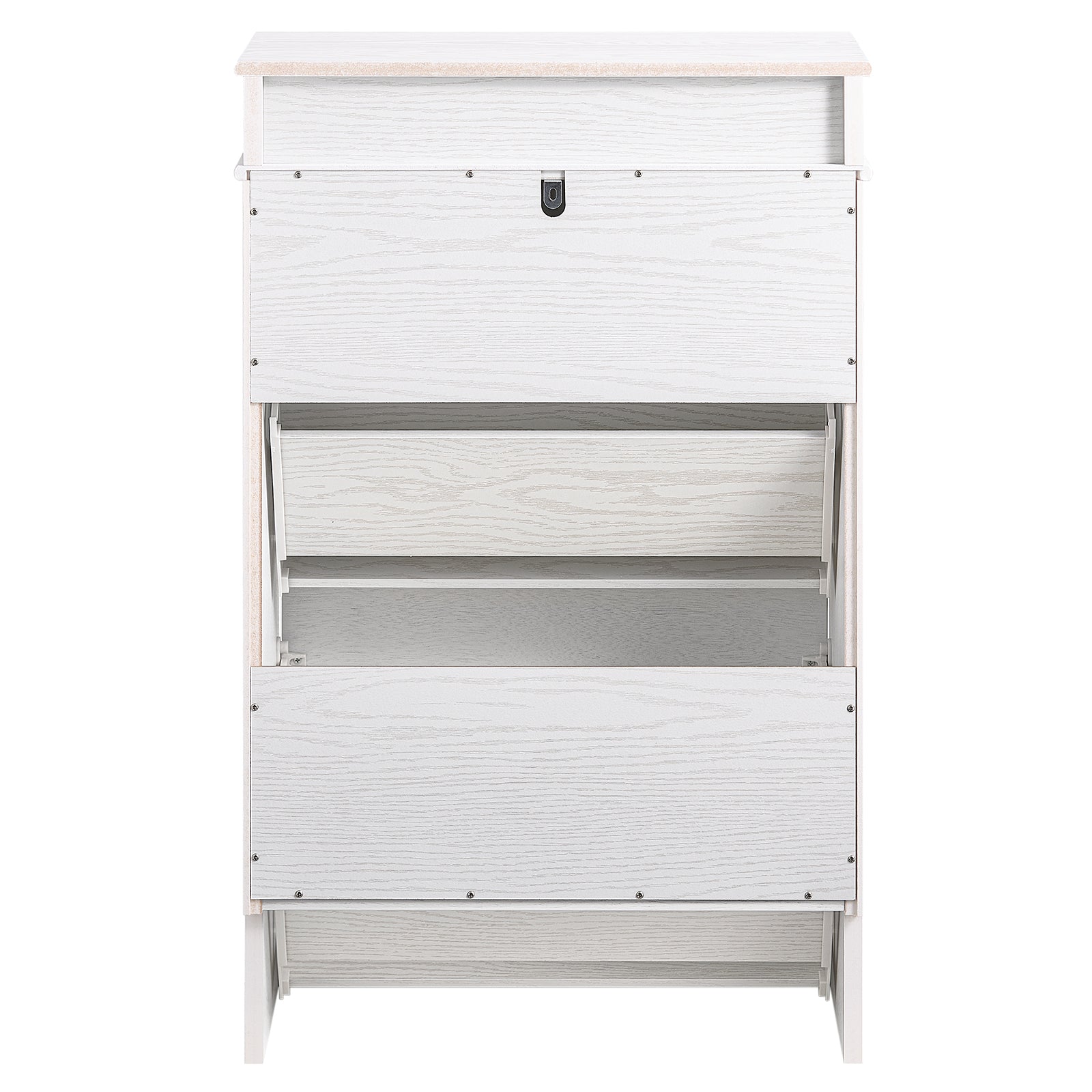 SoBuy | Schuhschrank Schmal | mit 2 Klappen | Schmaler Schuhkipper | Weiß Vintage | FSR78-WG