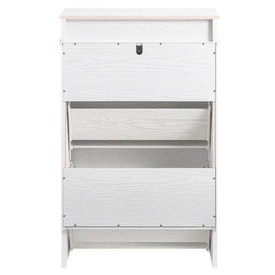 SoBuy Schuhschrank Schmal | 2 Klappen | Weiß Vintage Holzmaserung | 54x83x24cm | FSR78-WG