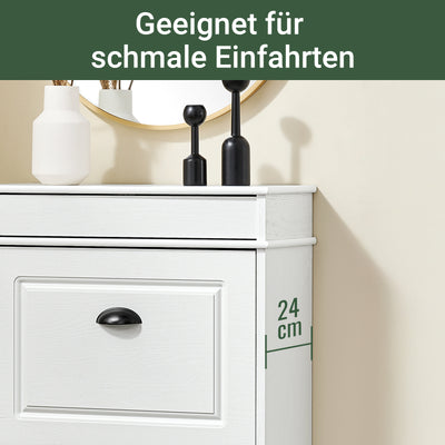 SoBuy Schuhschrank Schmal | 2 Klappen | Weiß Vintage Holzmaserung | 54x83x24cm | FSR78-WG