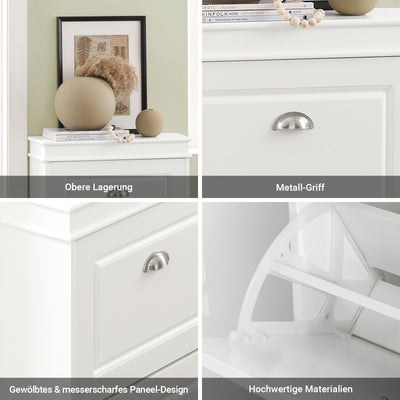 SoBuy | Schuhkipper | Schuhschrank mit 2 Klappen | Schuhkommode Weiß | FSR78-W