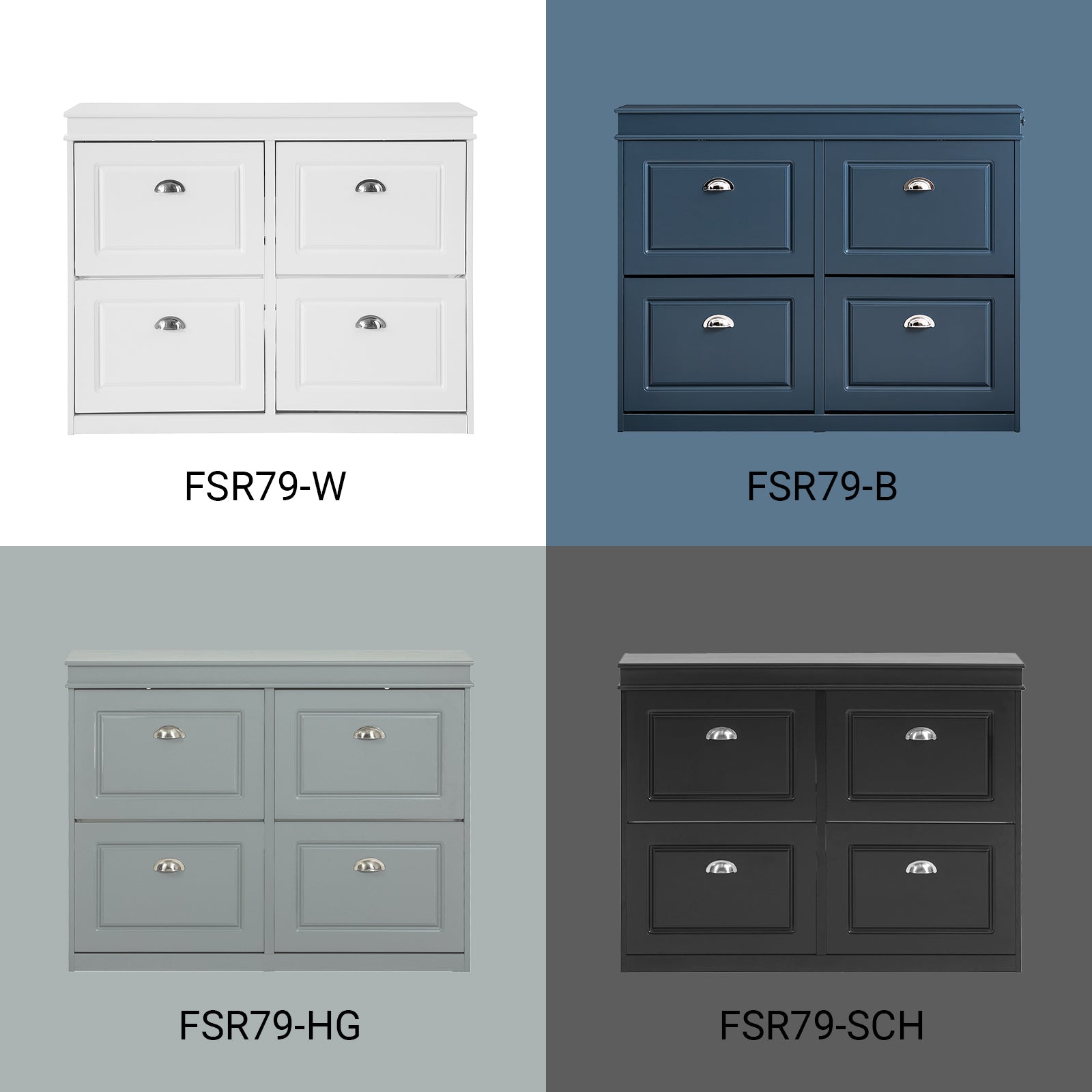 SoBuy | Schuhkipper | Schuhschrank mit 4 Klappen | Schuhkommode Schwarz | FSR79-SCH