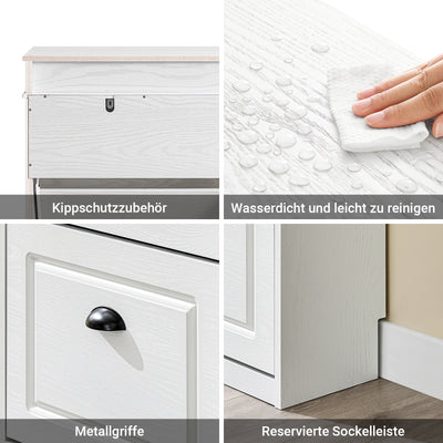 Vorverkauf | SoBuy | Schuhkipper | Schuhschrank mit 4 Klappen | Weiß Vintage | FSR79-WG