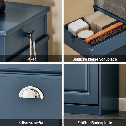 SoBuy | Schuhkipper | Schuhbank | Sitzbank | Schuhkommode | Schuhschrank Blau | FSR82-K-B