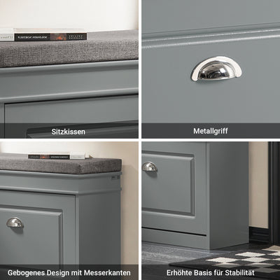 SoBuy | Schuhkipper | Schuhbank | Sitzbank | Schuhkommode | Schuhschrank Hellgrau | FSR82-K-HG