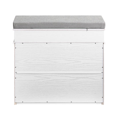 SoBuy | Schuhkipper | Schuhbank mit Klappe | Schuhschrank Weiß Vintage | FSR82-K-WG