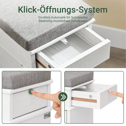 SoBuy | Schuhkipper | Schuhbank mit Klappe | Schuhschrank Weiß Vintage | FSR82-K-WG