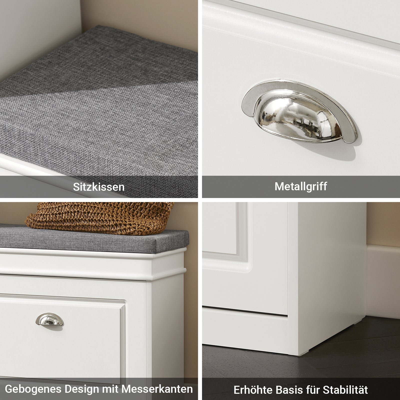 SoBuy | Schuhkipper | Schuhbank mit Klappe | Schuhschrank Weiß | FSR82