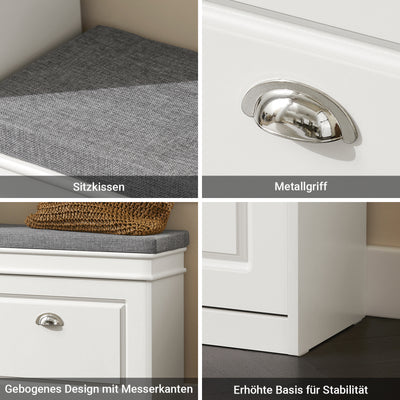 SoBuy | Schuhkipper | Schuhbank mit Klappe | Schuhschrank Weiß | FSR82