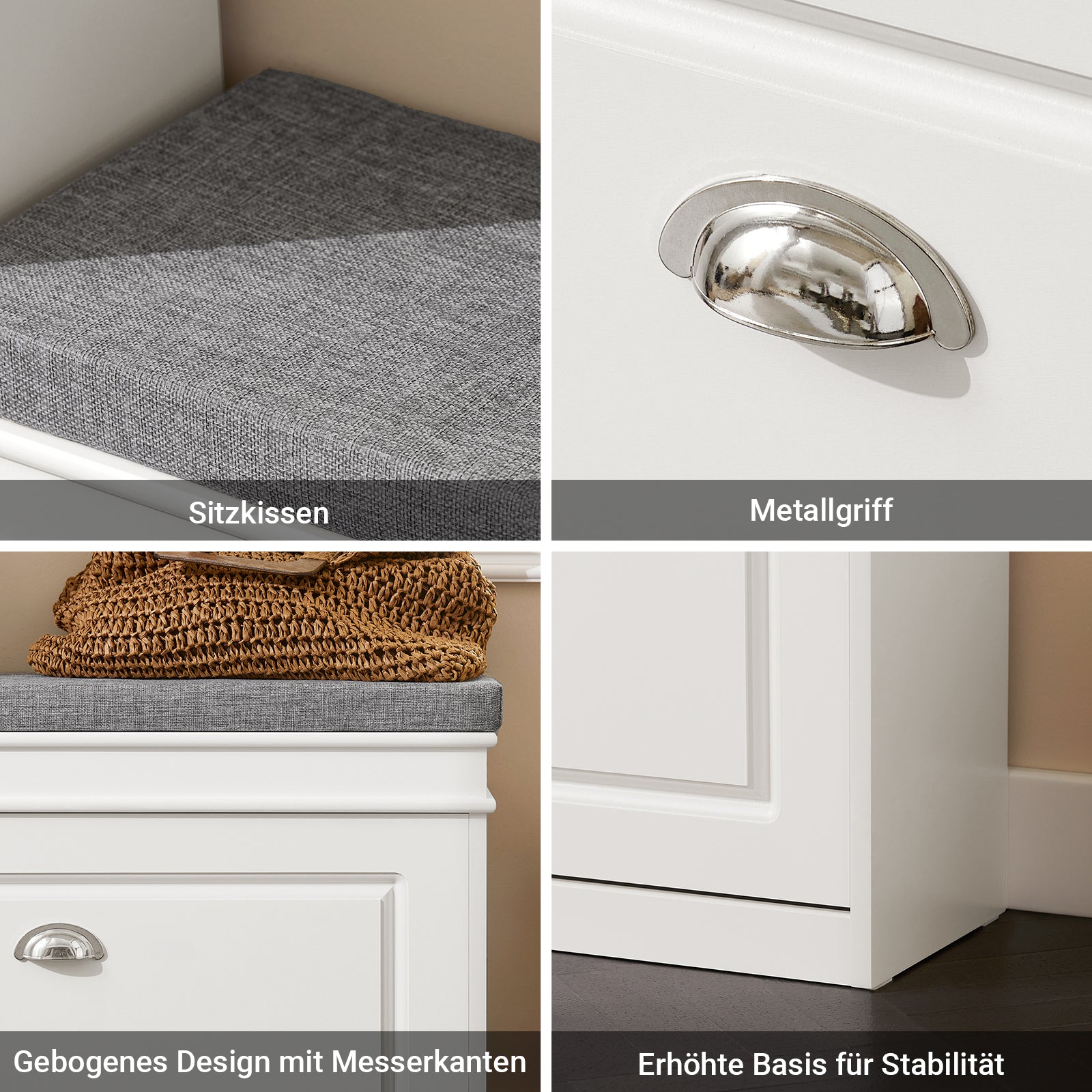 SoBuy | Schuhkipper | Schuhbank mit Klappe | Schuhschrank Weiß | FSR82