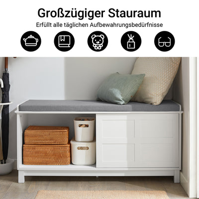 SoBuy | Sitzkommode | Sitzbank mit Stauraum | Schuhbank | Weiß | FSR86-W