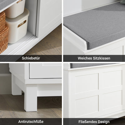 SoBuy | Sitzkommode | Sitzbank mit Stauraum | Schuhbank | Weiß | FSR86-W