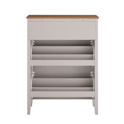 Vorverkauf | SoBuy | Schuhschrank Schmal | mit 2 Klappen & Schublade | Platz für 12 Paar Schuhe | Hellbraun | B80xT25xH108cm | FSR89-KA