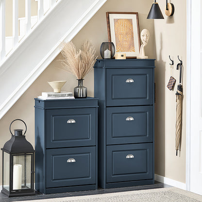 SoBuy | Schuhkipper | Schuhschrank mit 3 Klappen | Schuhkommode Blau | FSR94-B