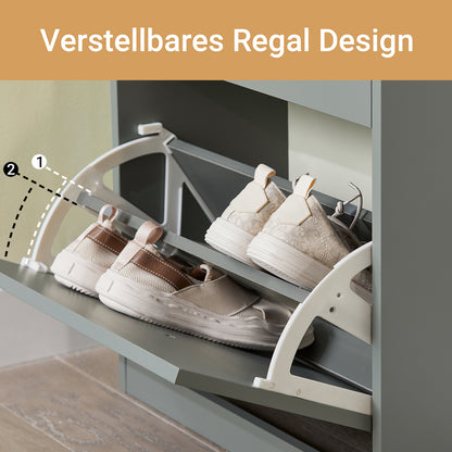 SoBuy | Schuhkipper | Schuhschrank mit 3 Klappen | Schuhkommode Hellgrau | FSR94-HG