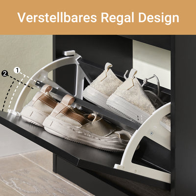 SoBuy | Schuhkipper | Schuhschrank mit 3 Klappen | Schuhkommode Schwarz | FSR94-SCH