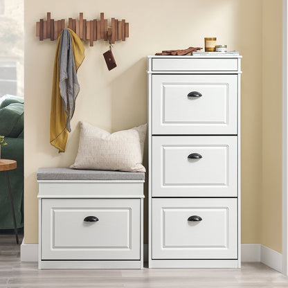 SoBuy | Schuhkipper | Schuhschrank mit 3 Klappen | Schuhkommode Weiß | FSR94-WG