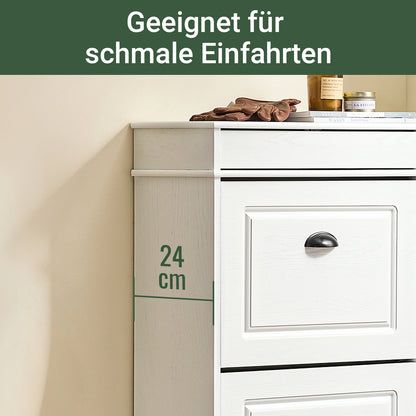 SoBuy | Schuhkipper | Schuhschrank mit 3 Klappen | Schuhkommode Weiß | FSR94-WG