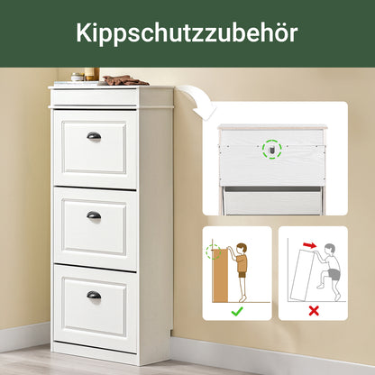 SoBuy | Schuhkipper | Schuhschrank mit 3 Klappen | Schuhkommode Weiß | FSR94-WG