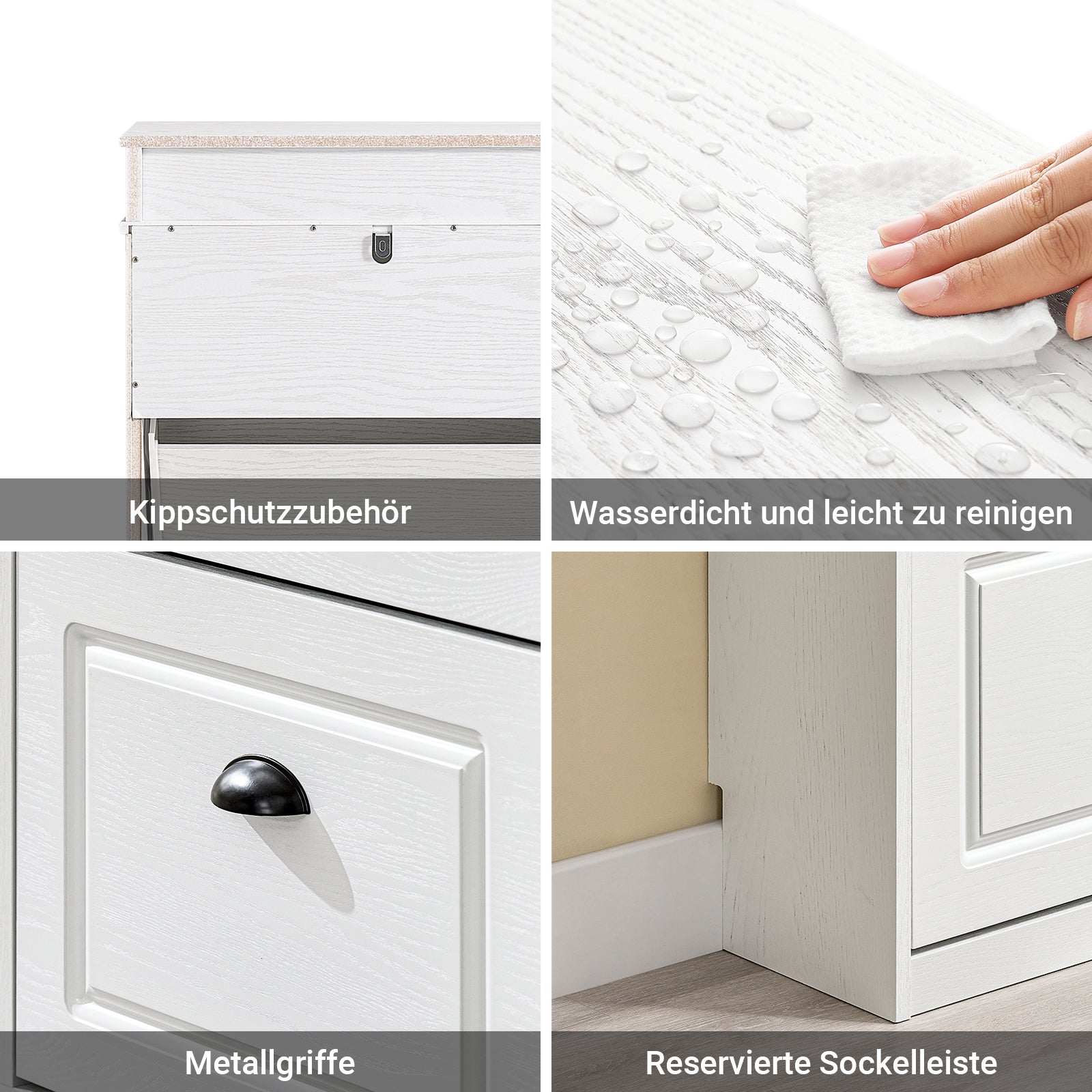 SoBuy | Schuhkipper | Schuhschrank mit 3 Klappen | Schuhkommode Weiß | FSR94-WG