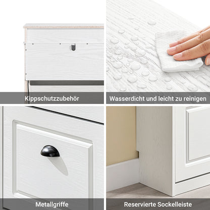 SoBuy | Schuhkipper | Schuhschrank mit 3 Klappen | Schuhkommode Weiß | FSR94-WG