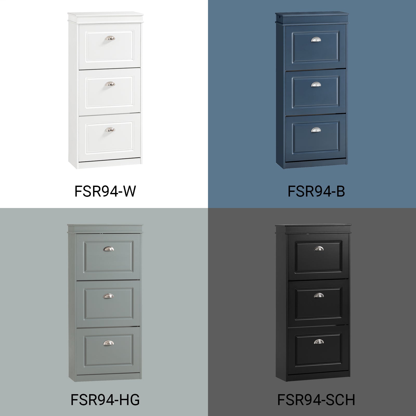 SoBuy | Schuhkipper | Schuhschrank mit 3 Klappen | Schuhkommode Weiß | FSR94-W