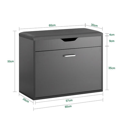 SoBuy | Schuhkipper mit 1 Klappe | Schuhbank mit Sitzkissen | Sitzkommode | Grau | FSR95-HG