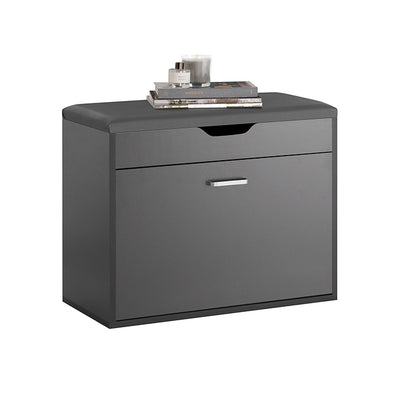 SoBuy | Schuhkipper mit 1 Klappe | Schuhbank mit Sitzkissen | Sitzkommode | Grau | FSR95-HG