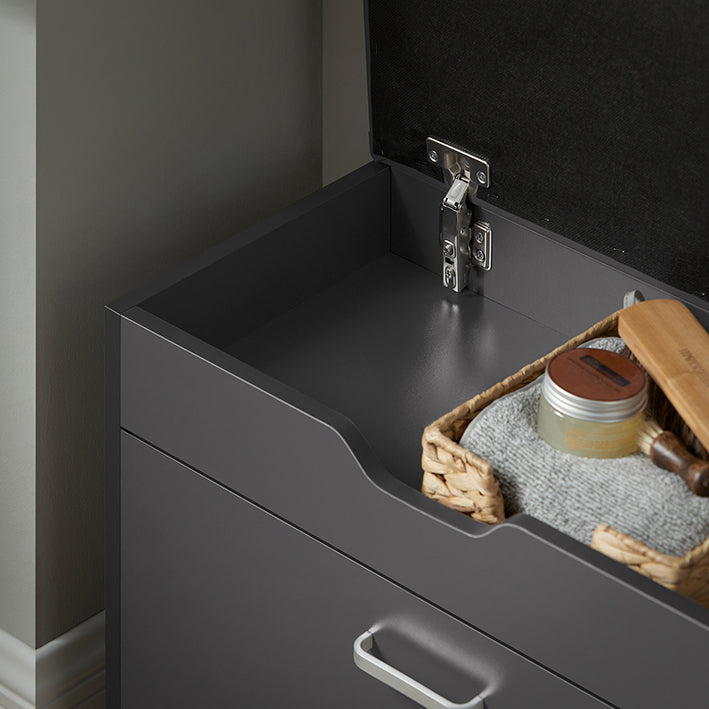 SoBuy | Schuhkipper mit 1 Klappe | Schuhbank mit Sitzkissen | Sitzkommode | Grau | FSR95-HG