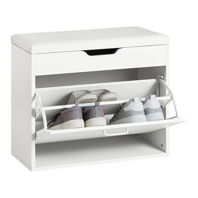 Vorverkauf | SoBuy | Schuhkipper | Schuhbank mit Sitzkissen | Sitzbank | Weiß | 60x50x30cm | FSR95-W