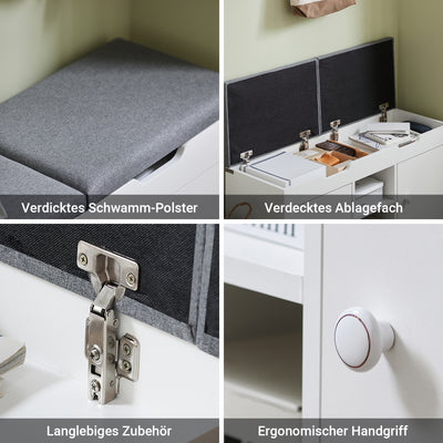 SoBuy | Garderobenbank | Bettbank | Schuhbank Weiß | FSR96-W