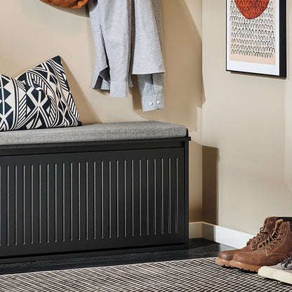 Vorverkauf | SoBuy | Schuhkipper | Schuhbank mit Klappe | mit Sitzkissen | Schwarz | FSR98-L-SCH