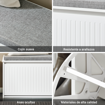 Vorverkauf | SoBuy | Schuhkipper | Schuhbank mit Schuhfach | Sitzbank Weiß | FSR98-L-W