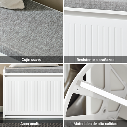 SoBuy | Schuhkipper | Schuhbank mit Schuhfach | Sitzbank Weiß | FSR98-L-W