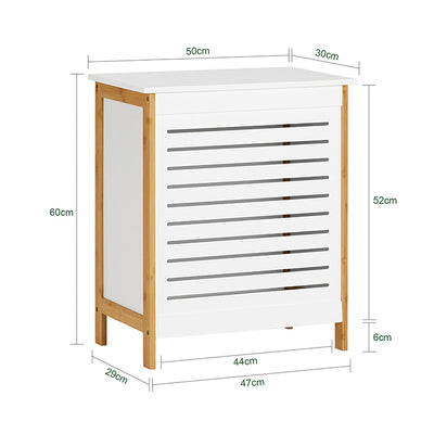 SoBuy | Wäschetruhe | Wäschesammler | Wäschekorb Natur-Weiß | FSS66-WN