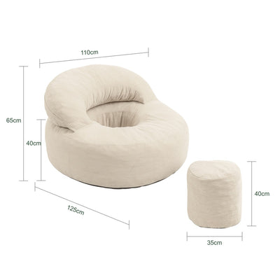 SoBuy | Sofa | Sessel mit Hocker Loungesessel mit Liegefunktion | Cream White | FST100-MI