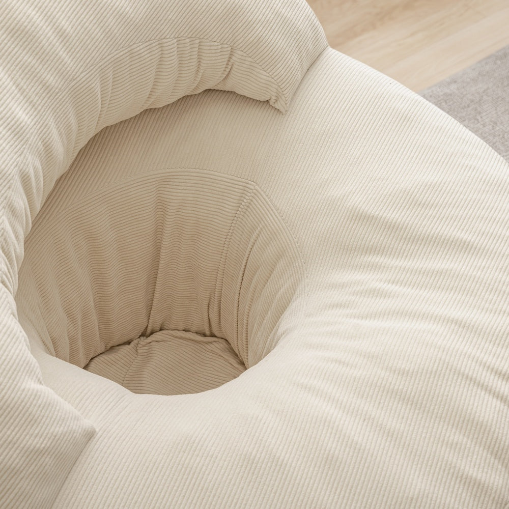 SoBuy | Sofa | Sessel mit Hocker Loungesessel mit Liegefunktion | Cream White | FST100-MI